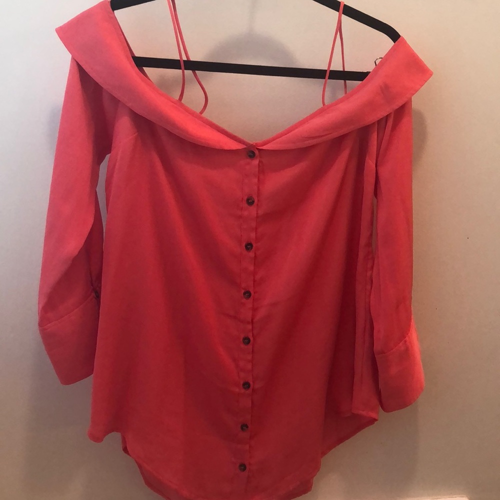 Free People NWT Coral, off the shoulder blouse.